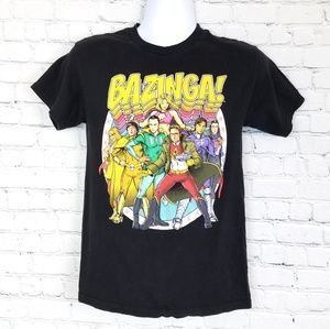 Big Bang Theory Black Graphic Tee Bazinga! Size S